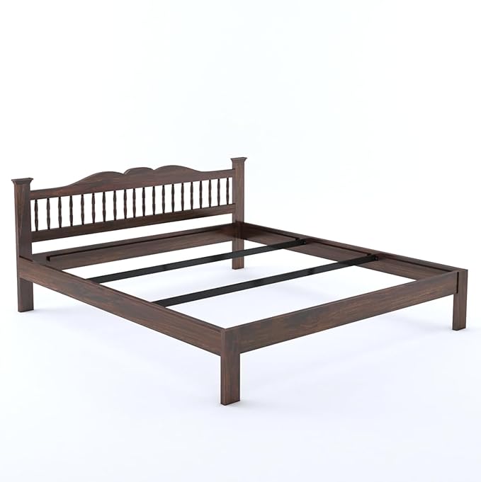Solid Sheesham Wood King Size Bed | Walnut Finish