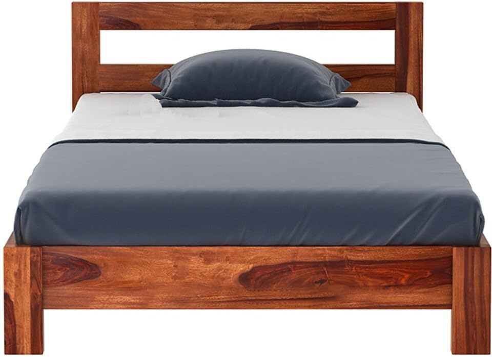 Solid Sheesham Wood Single bed for Bedroom | Natural Finish