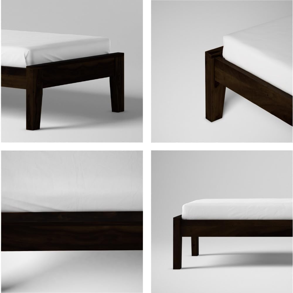 Solid Sheesham Wood Single Size Bed | Walnut Finish