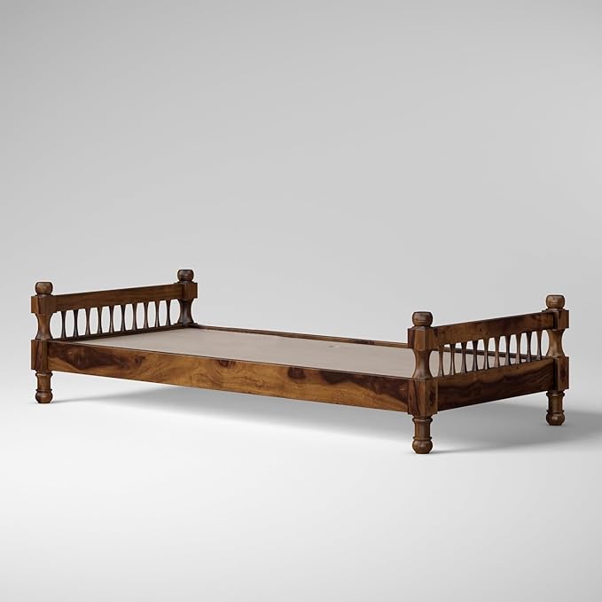 Solid Sheesham Wood Single Bed | Walnut Finish