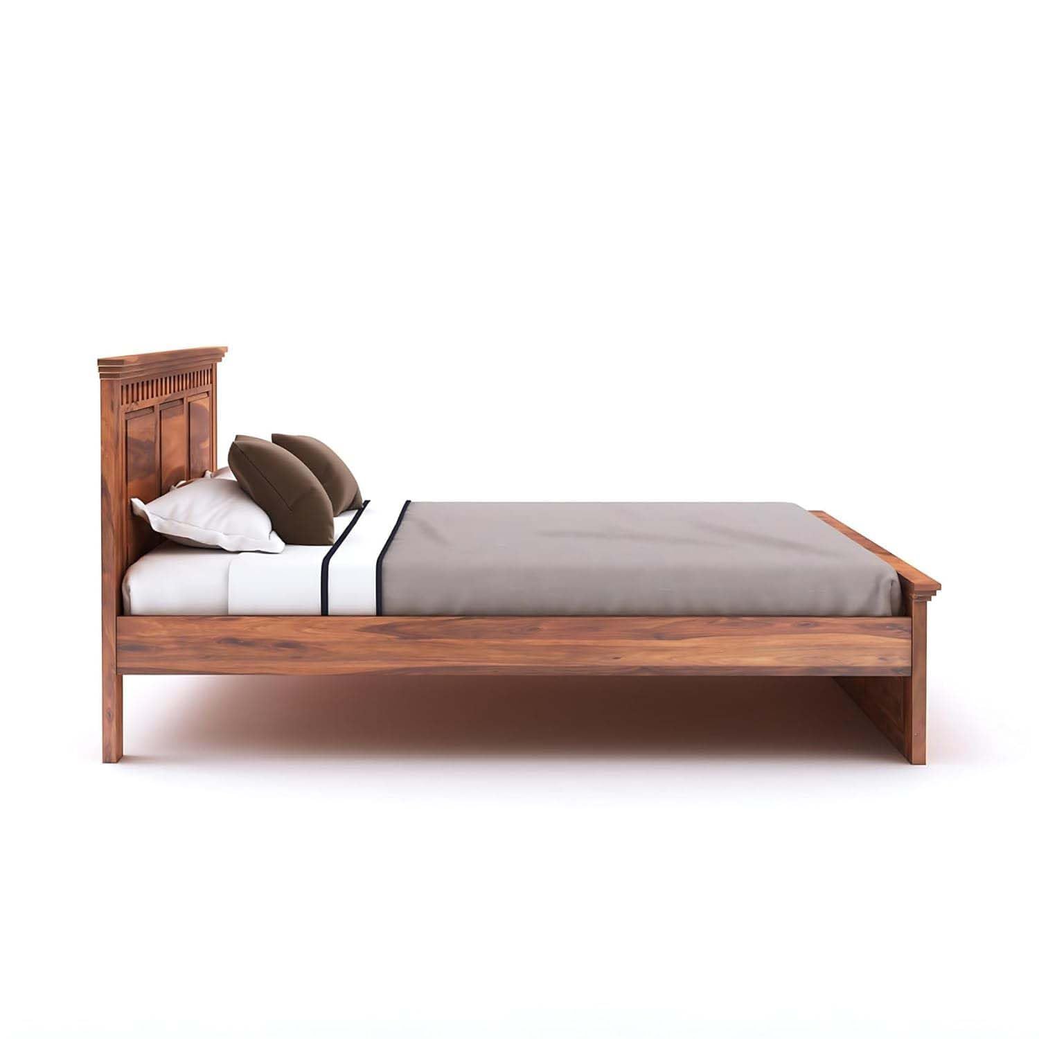 Solid Sheesham Wood Queen Size Bed | Honey Teak Finish