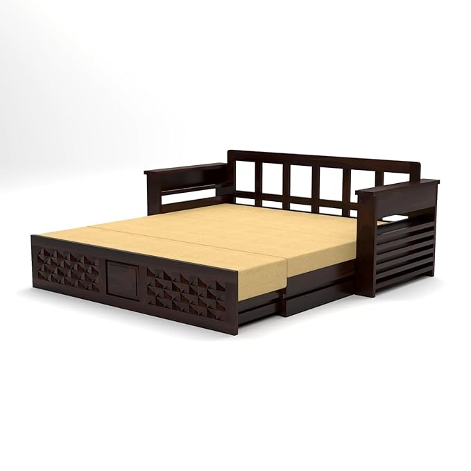 Solid Sheesham Wood 3 Seater Sofa Cum Bed for Living Room