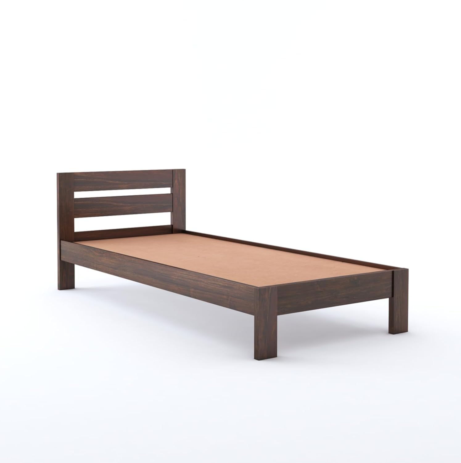 Solid Sheesham Wood Single Bed | Walnut Finish