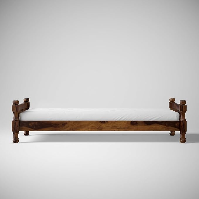 Solid Sheesham Wood Single Bed | Walnut Finish