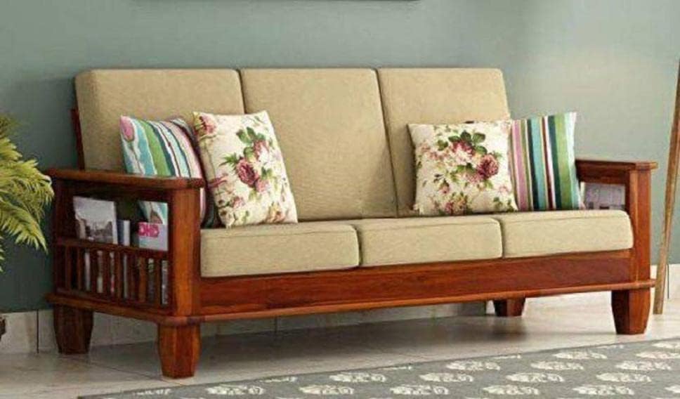 Solid Sheesham Wood 5-Seater Sofa Set (3+1+1)