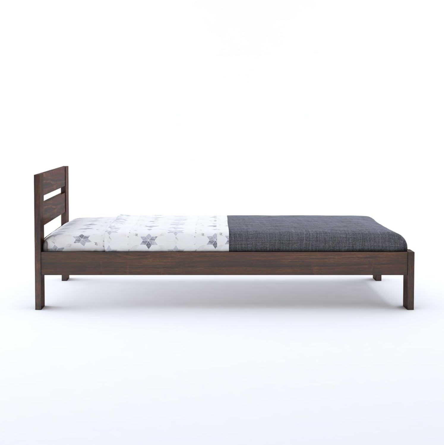 Solid Sheesham Wood Single Bed For Bedroom | Walnut Finish