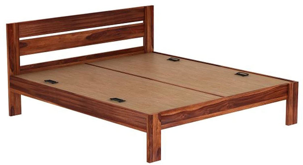 Solid Sheesham Wood King Size Bed For Bedroom - Honey Finish