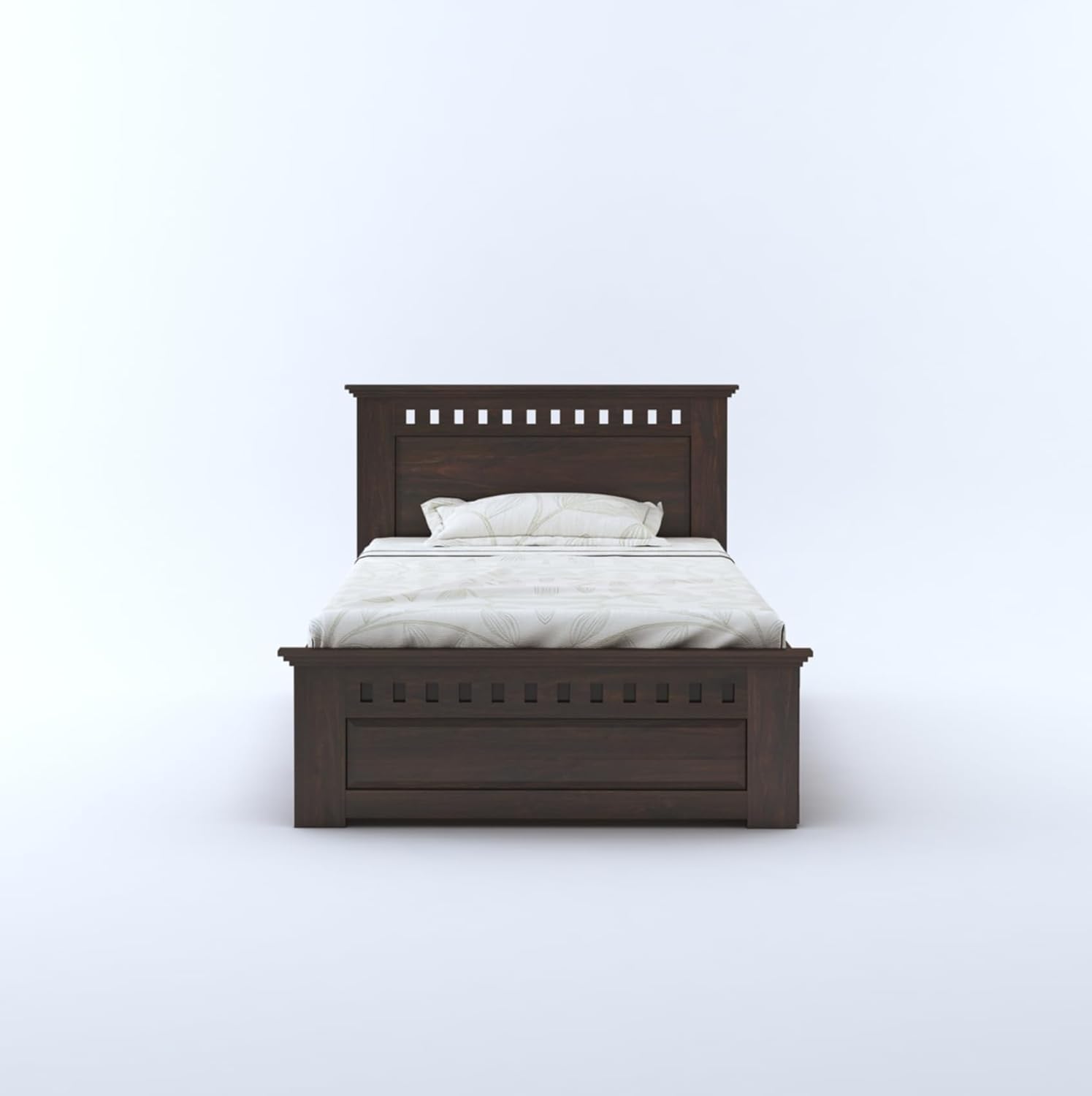 Solid Sheesham Wood Single Bed with Box Storage for Bedroom