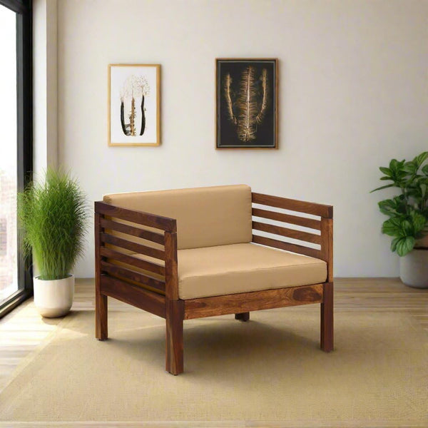Solid Sheesham 1-Seater Sofa Armchair