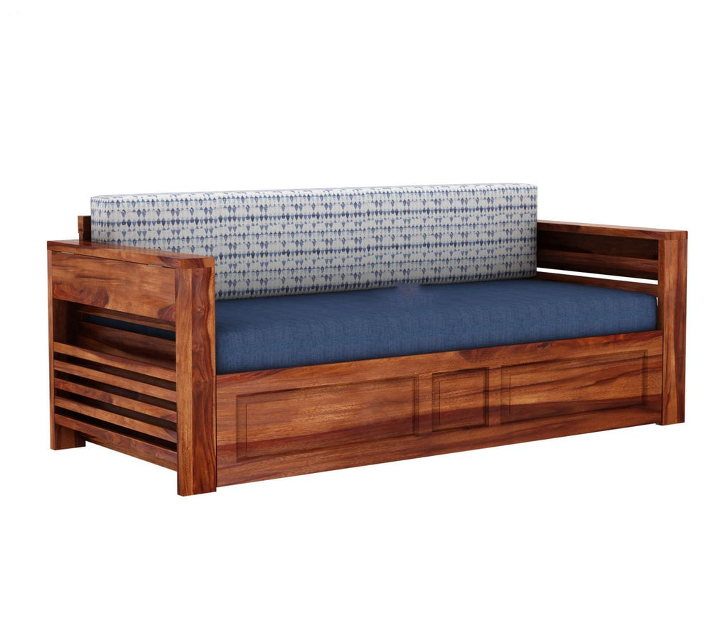 Solid Sheesham Wood 3-Seater Sofa Cum Bed