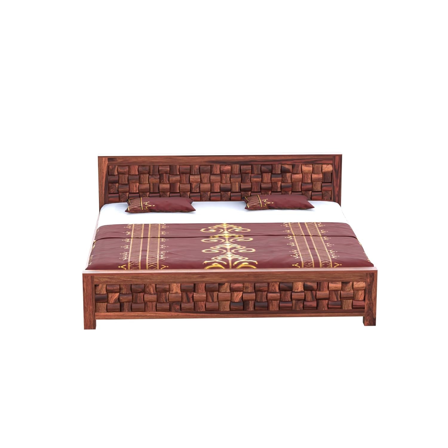 Modern Wooden King Size Bed in Solid Sheesham Wood