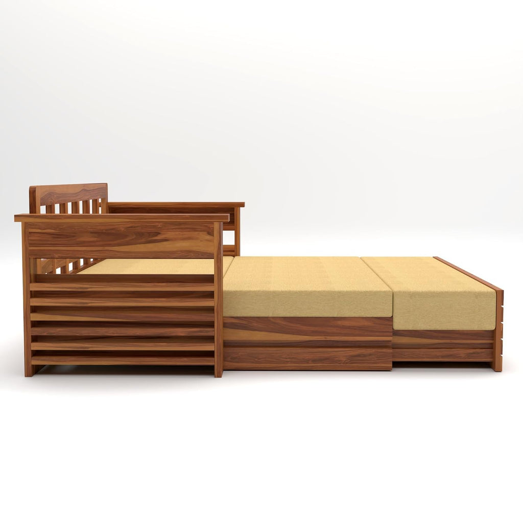 Morden Solid Sheesham Wood 3-Seater Sofa Cum Bed
