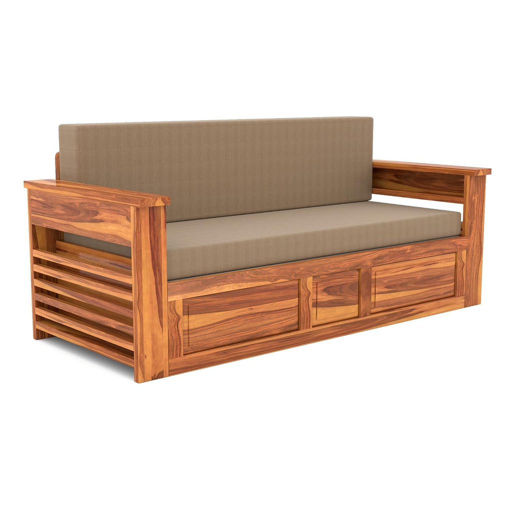 Solid Sheesham Wood  Sofa Cum Bed for Bedroom (3-Seater)