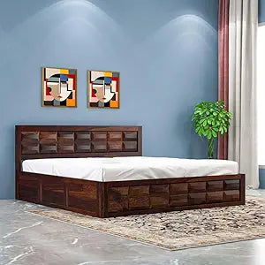 Solid Wood Queen Storage Bed - Walnut Finish