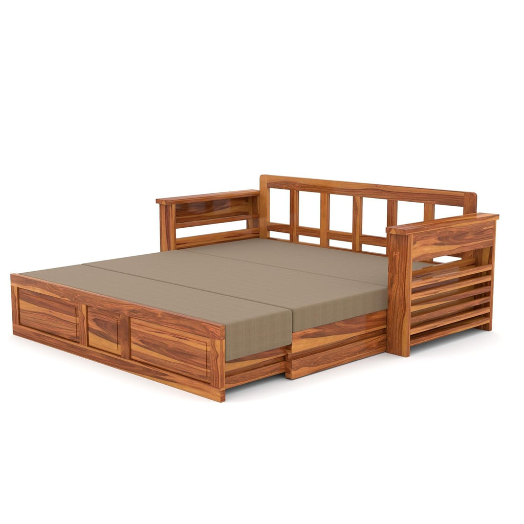 Solid Sheesham Wood  Sofa Cum Bed for Bedroom (3-Seater)