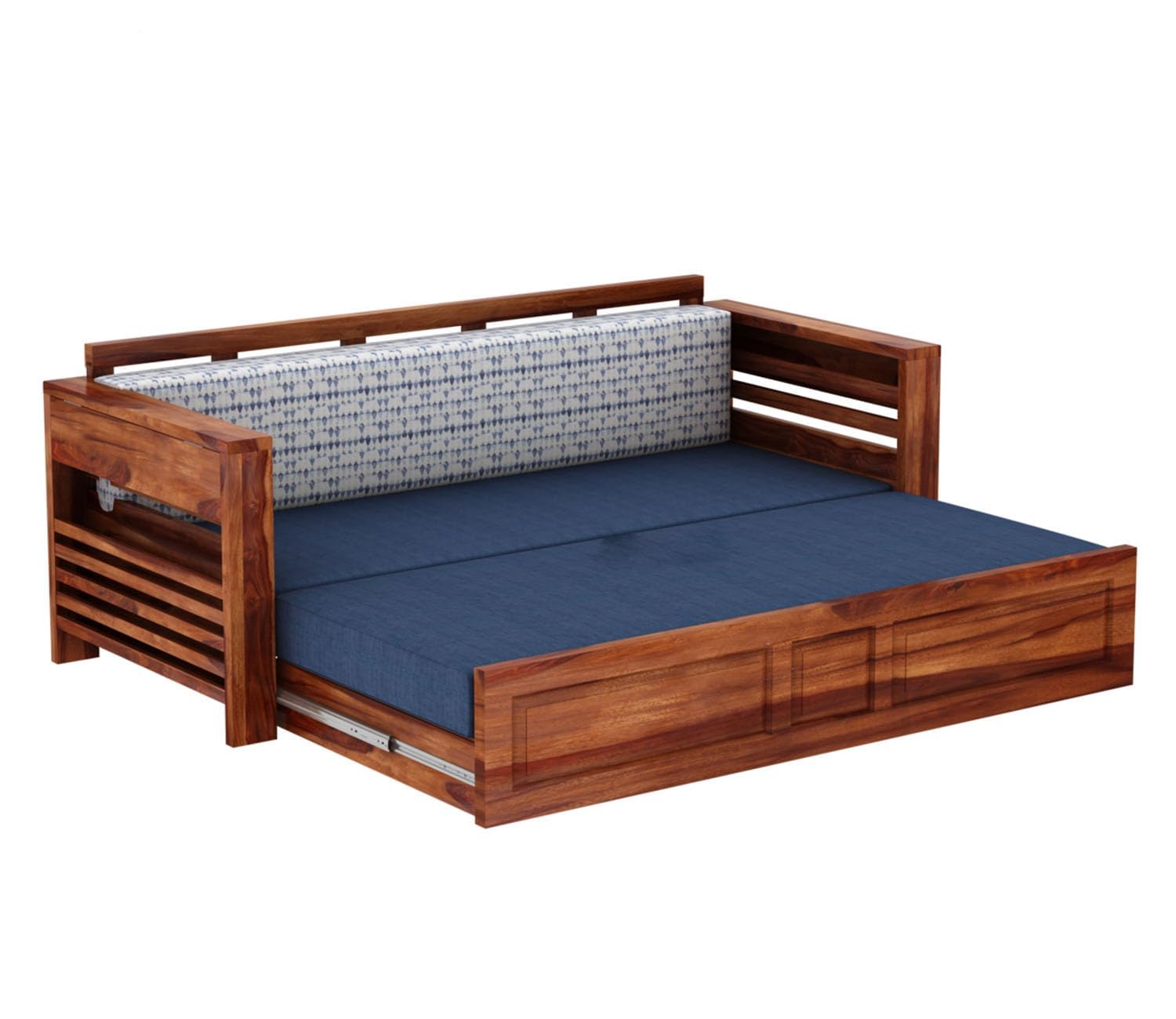 Solid Sheesham Wood 3-Seater Sofa Cum Bed