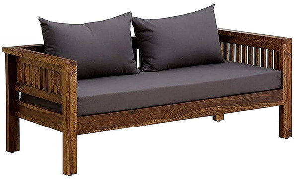 Solid Sheesham Wood 2-Seater Sofa - Teak Finish
