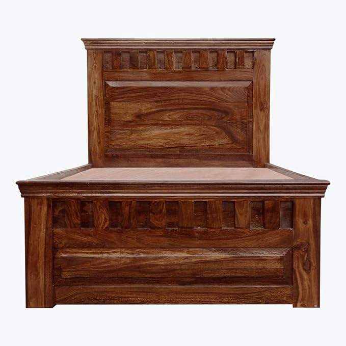 Solid Sheesham Single Bed with 2-Drawer Storage