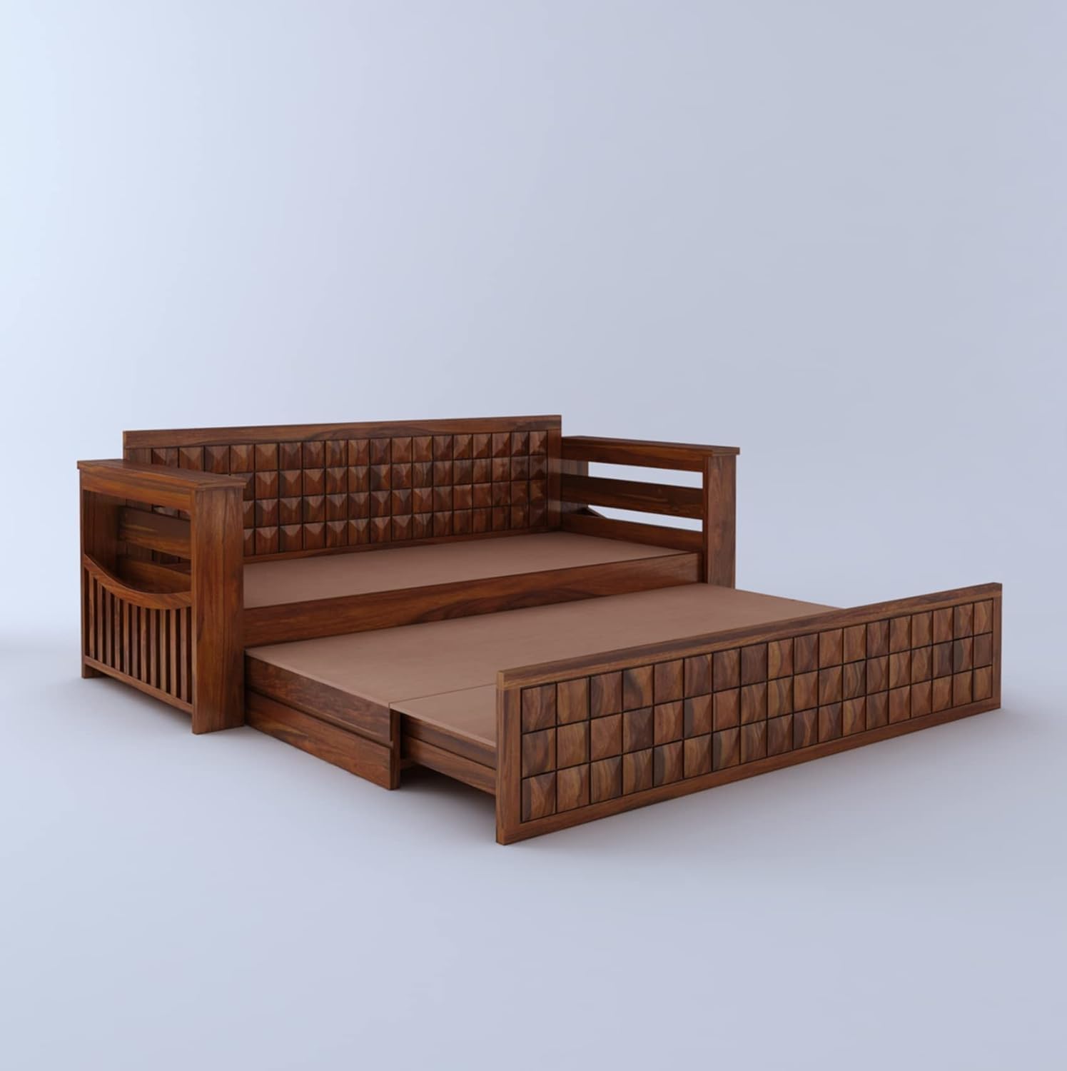 Diamond 3-Seater Sheesham Sofa Cum Bed for bedroom