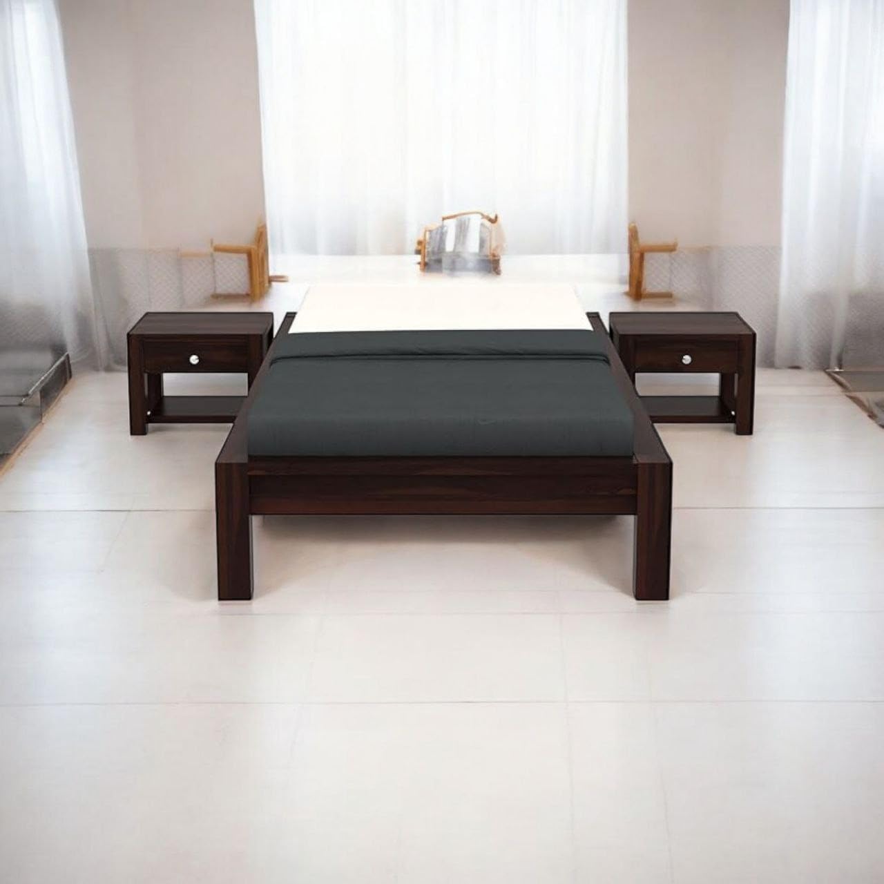 Solid Sheesham Wood Single Size Bed For Bedroom