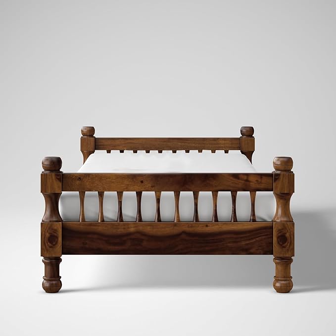 Solid Sheesham Wood Single Bed | Walnut Finish