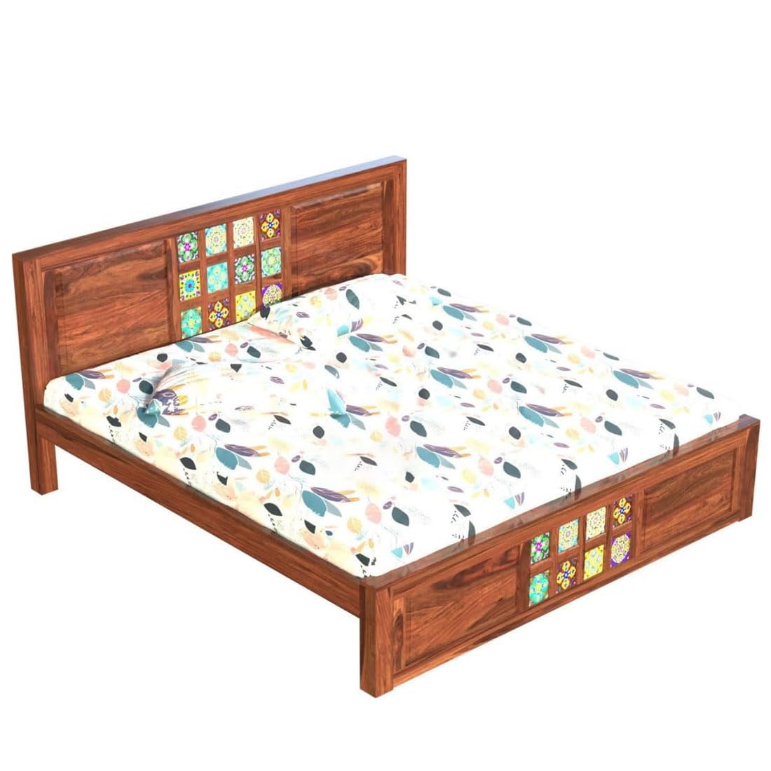 Jodhpuri Tile King Size Sheesham Wood Bed For Wedroom