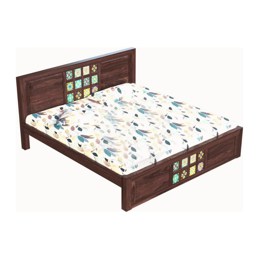Jodhpuri Tile King Size Sheesham Wood Bed For Wedroom