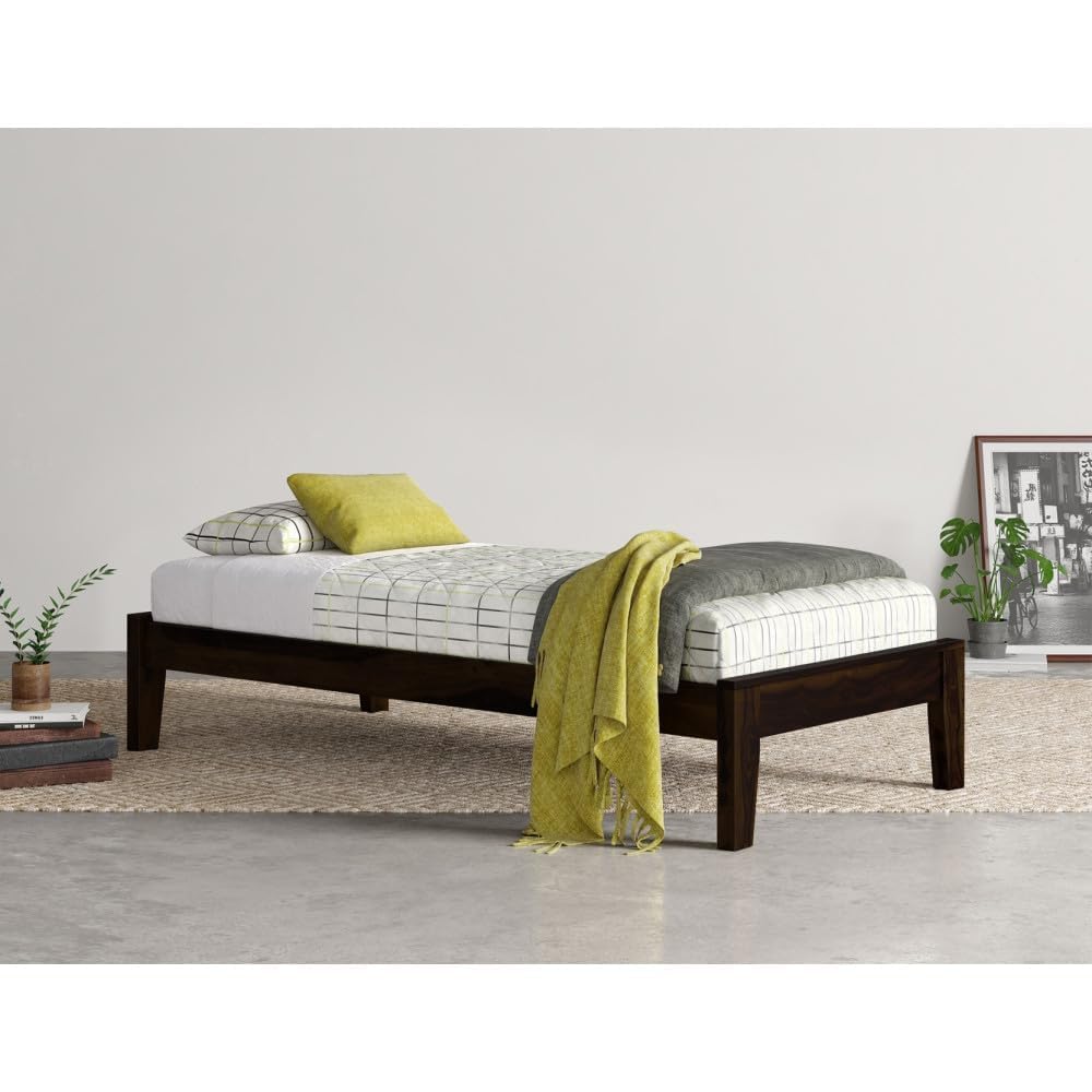 Solid Sheesham Wood Single Size Bed | Walnut Finish