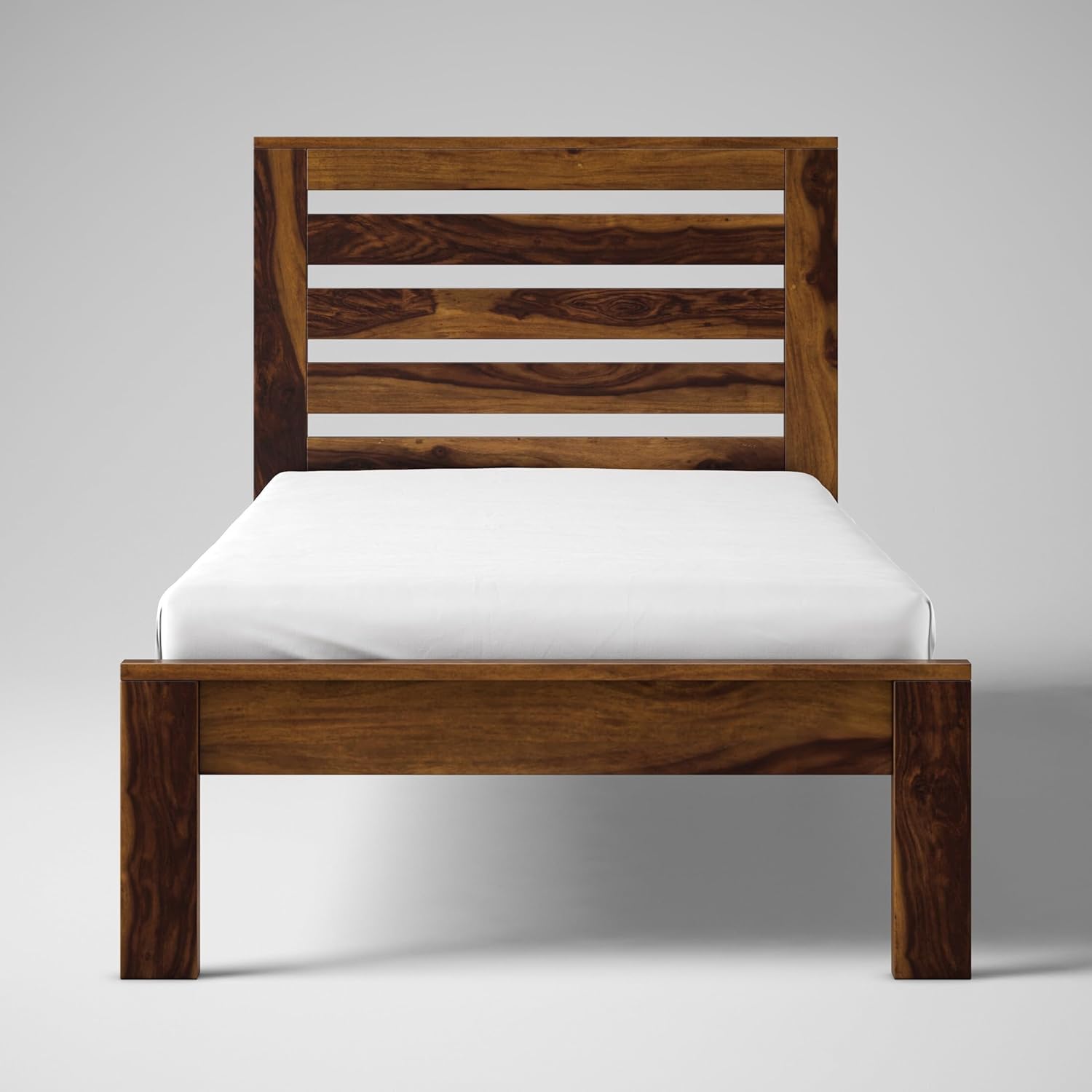 Solid Sheesham Wood Single Bed For Bedroom | Natural Finsh