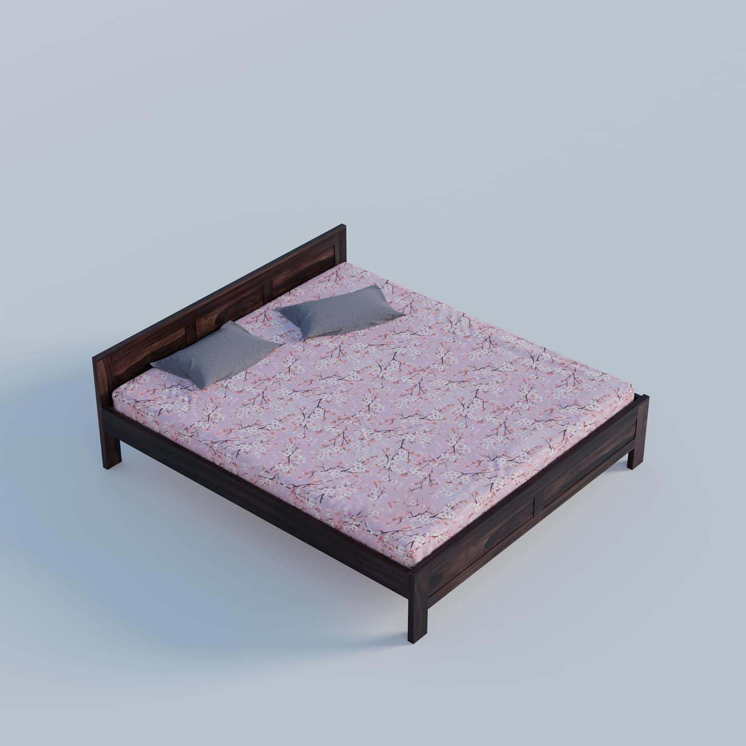 Solid Sheesham Wood King Size Bed - Walnut Finish