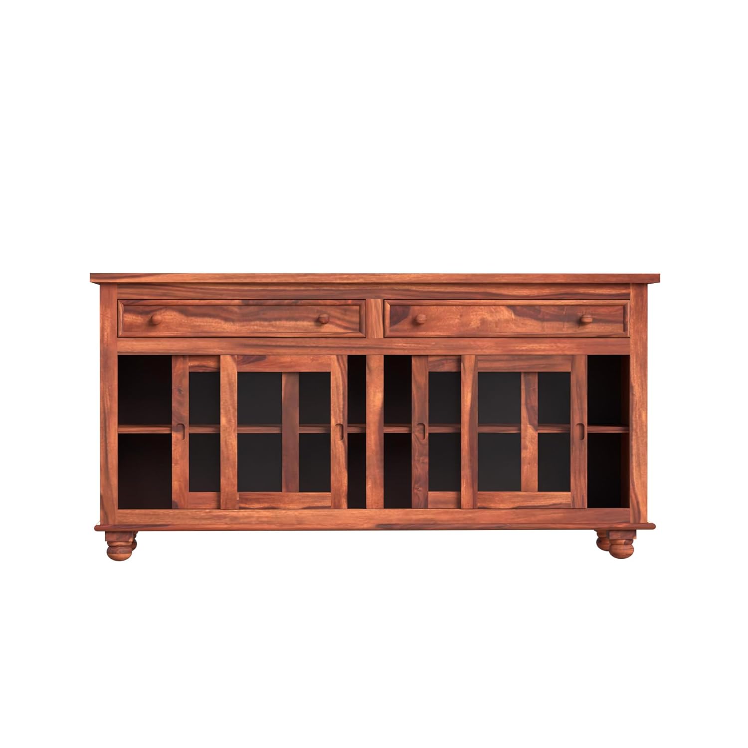 Solid Sheesham Wood Sideboard Cabinet with Drawer & Glass Door