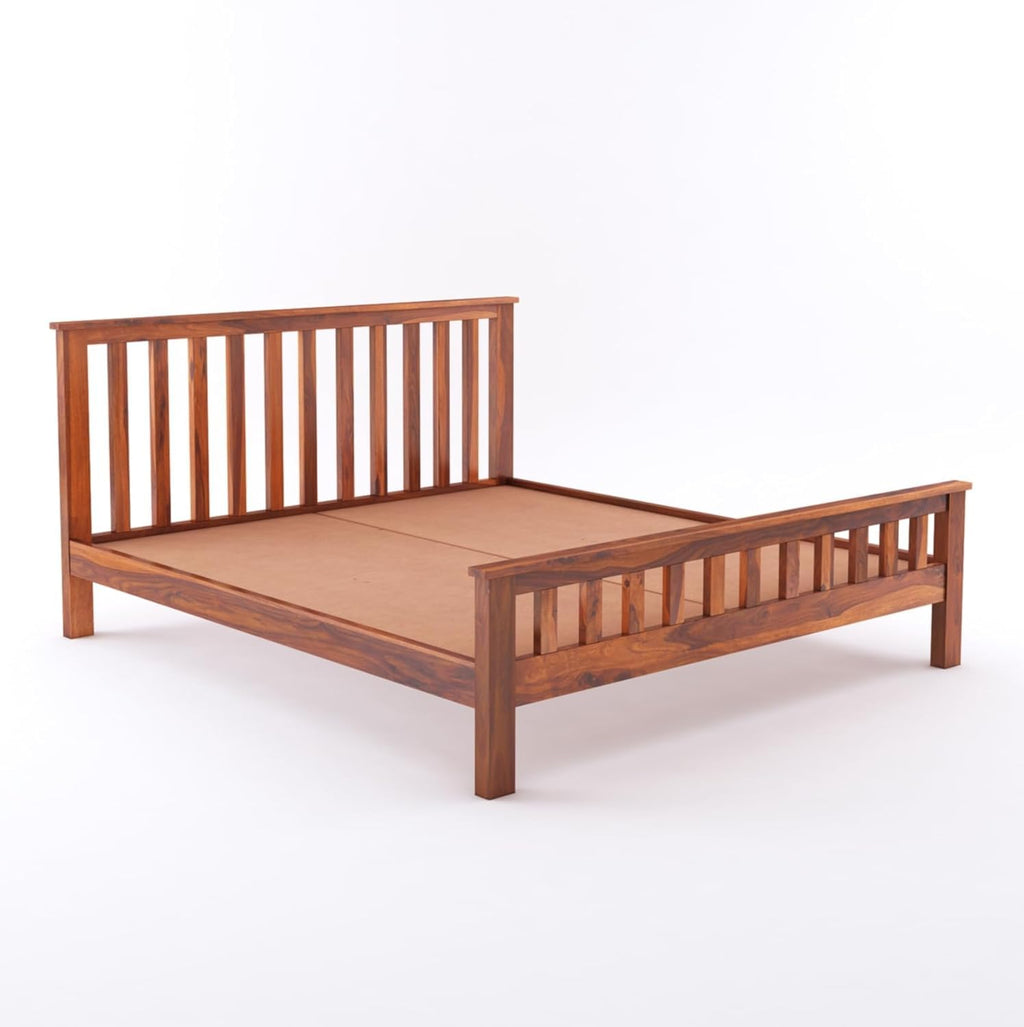 Solid Sheesham Wood King Size Bed - Honey Finish