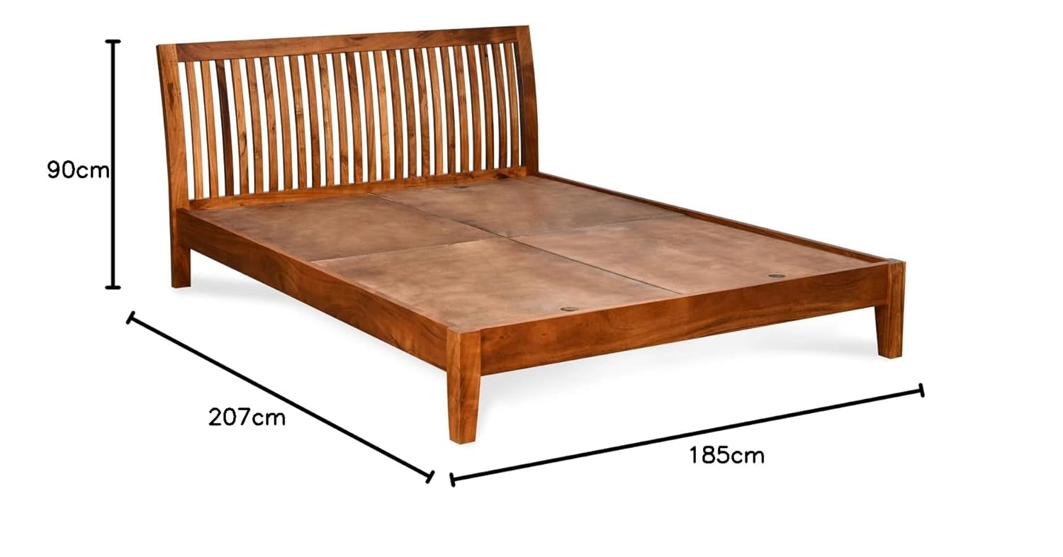 Solid Sheesham Wood King Size Bed  | Natural Finish
