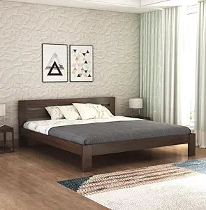 Sheesham Wood Queen Bed - Walnut Finish