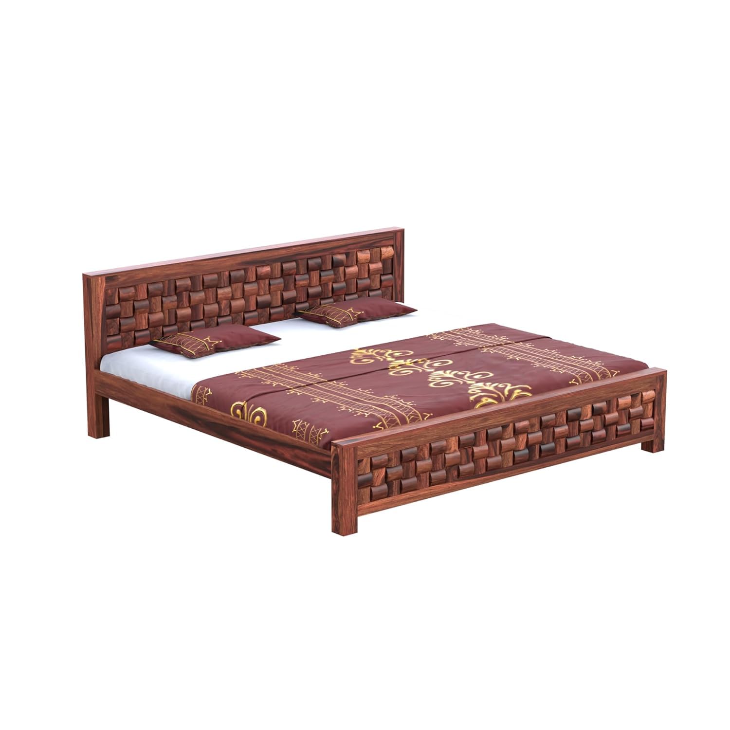 Modern Wooden King Size Bed in Solid Sheesham Wood