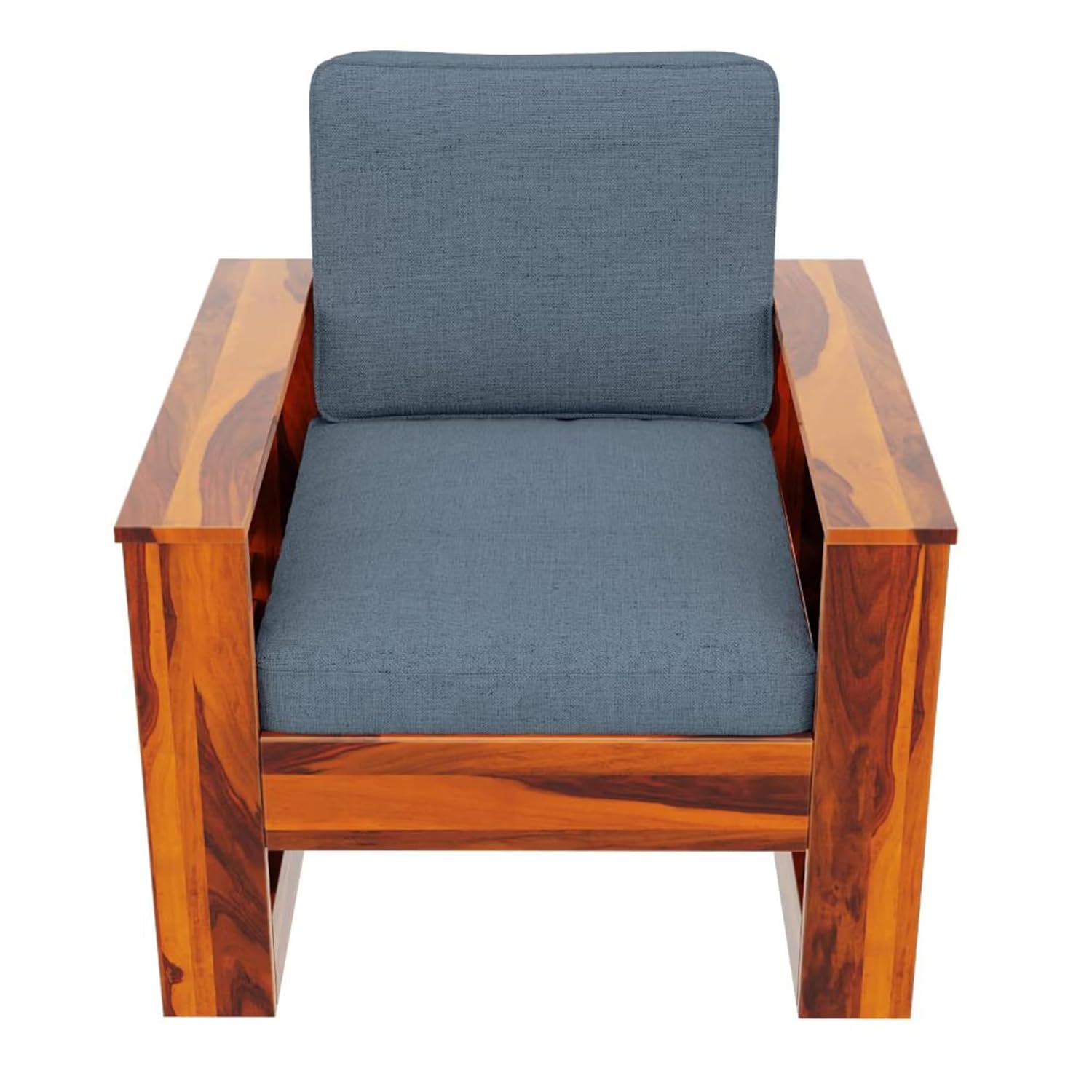 Solid Sheesham Wood Single Seater Sofa | Natural Finish