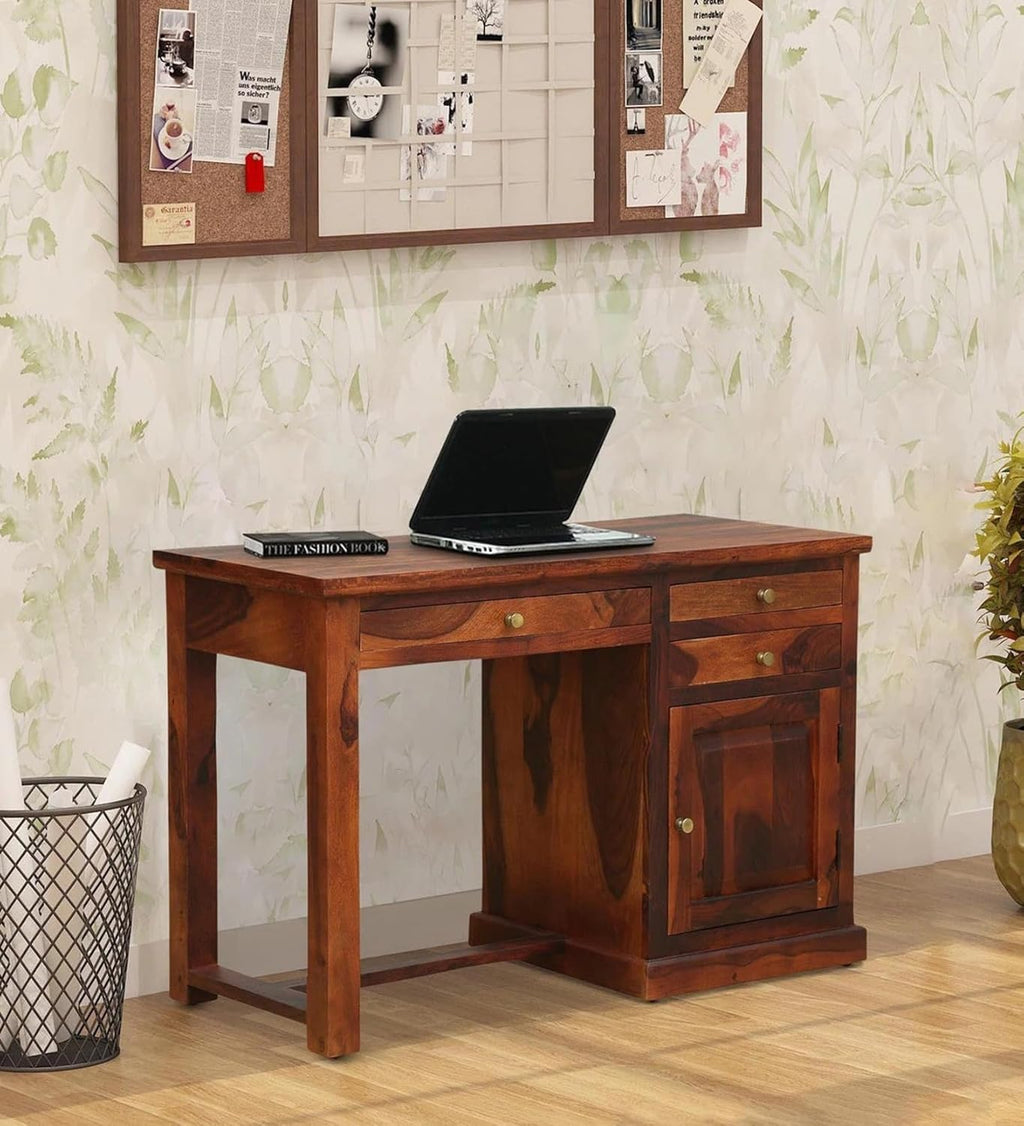 Sheesham Wood Study Table with Storage - Honey Finish