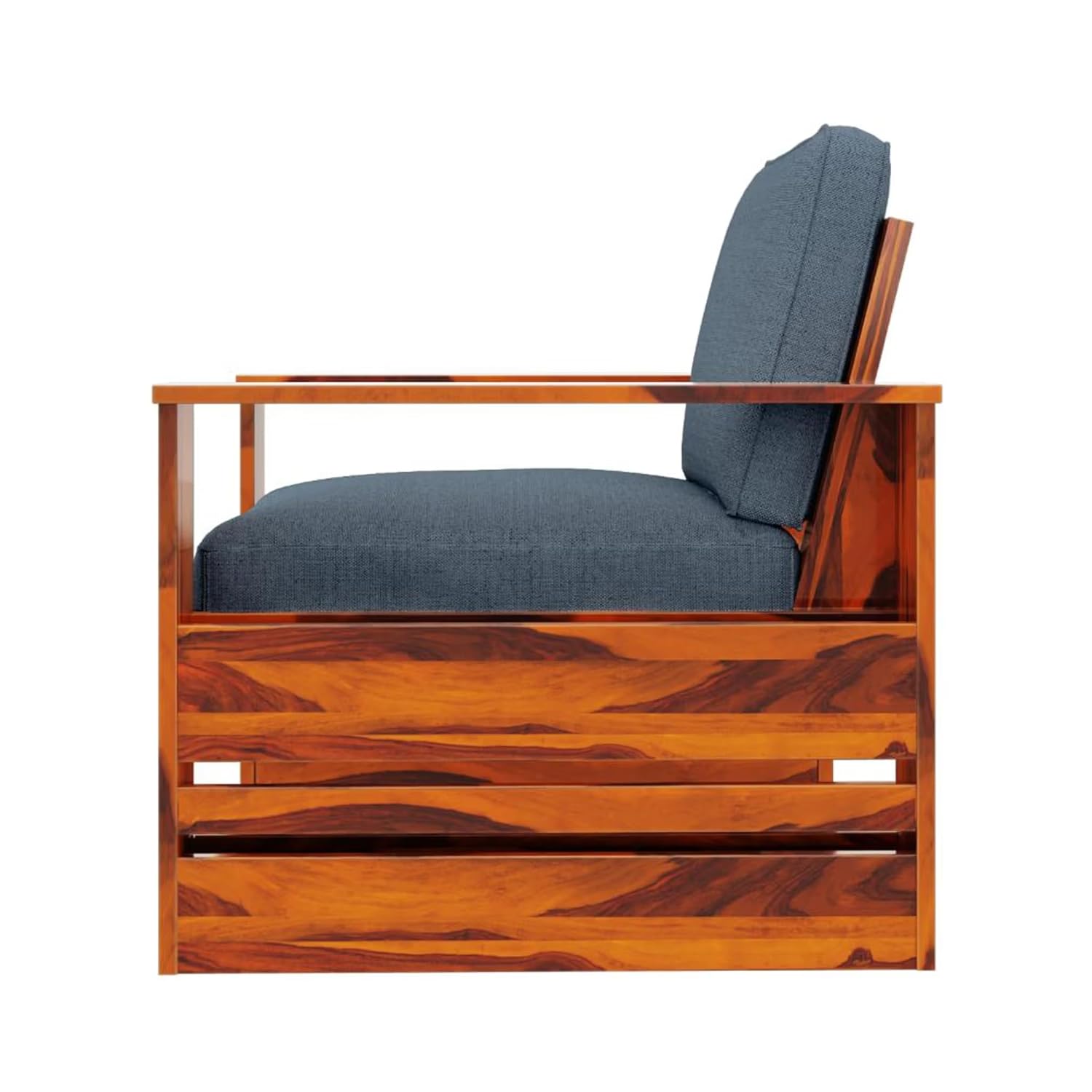 Solid Sheesham Wood Single Seater Sofa | Natural Finish