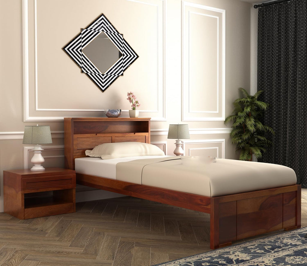 Solid Sheesham Wood Single Bed For Bedroom