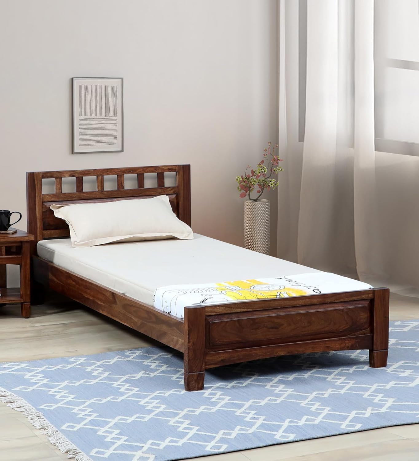 Solid Sheesham Wood Single Size Bed For Bedroom
