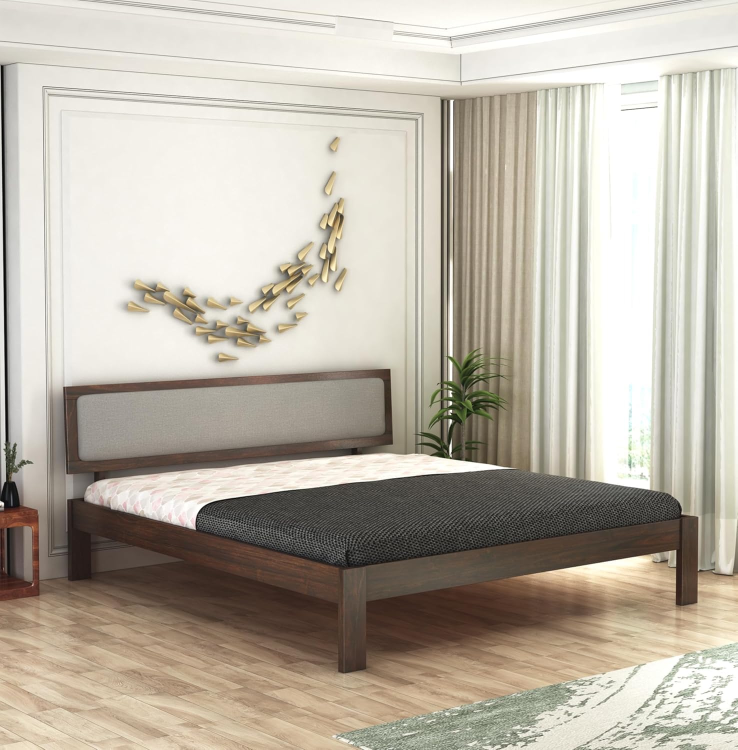 Solid Sheesham Wood Queen Bed  For Bedroom