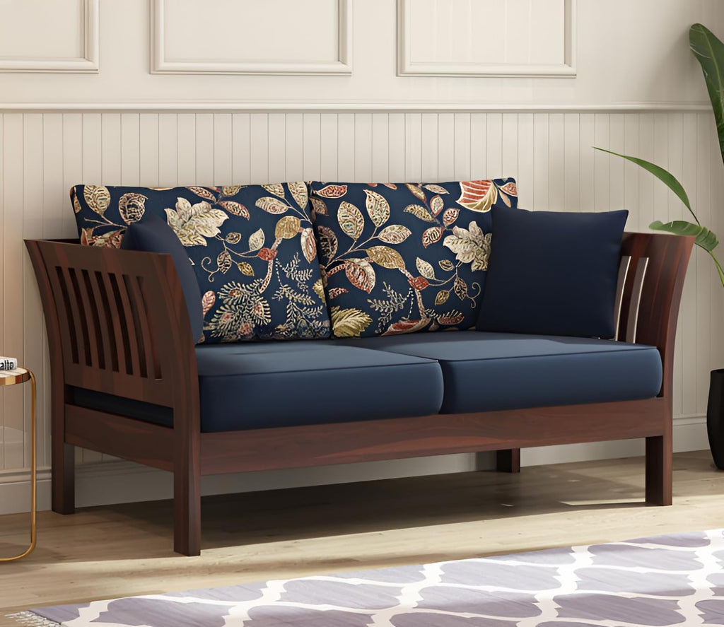 Solid Sheesham Wood 2-Seater Sofa for Living Room